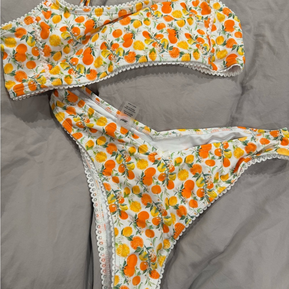 Haute Eden Citrus Bikini Set with Orange and Yellow Accents